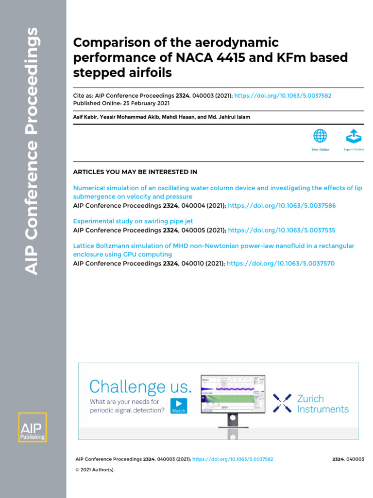 Aerodynamic Comparison of KFm and NACA 4415 | PDF | Lift (Force) | Airfoil