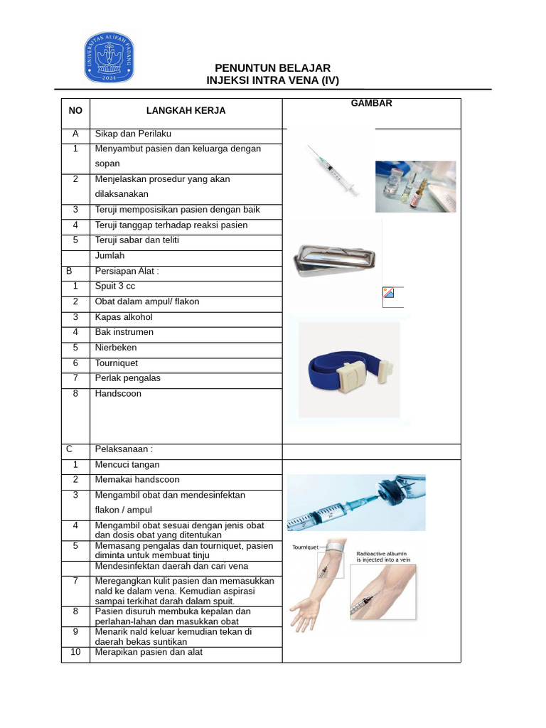 Panduan Injeksi Intra Vena (IV) | PDF