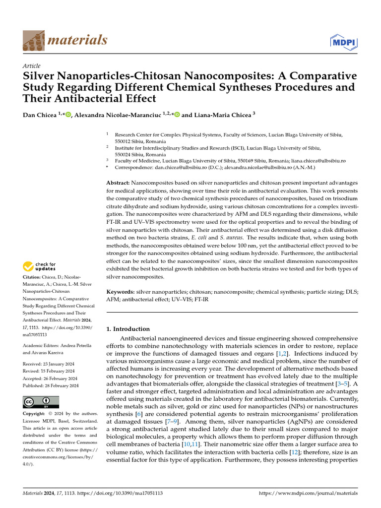 Silver Nanoparticles-Chitosan Study | PDF | Atomic Force Microscopy ...