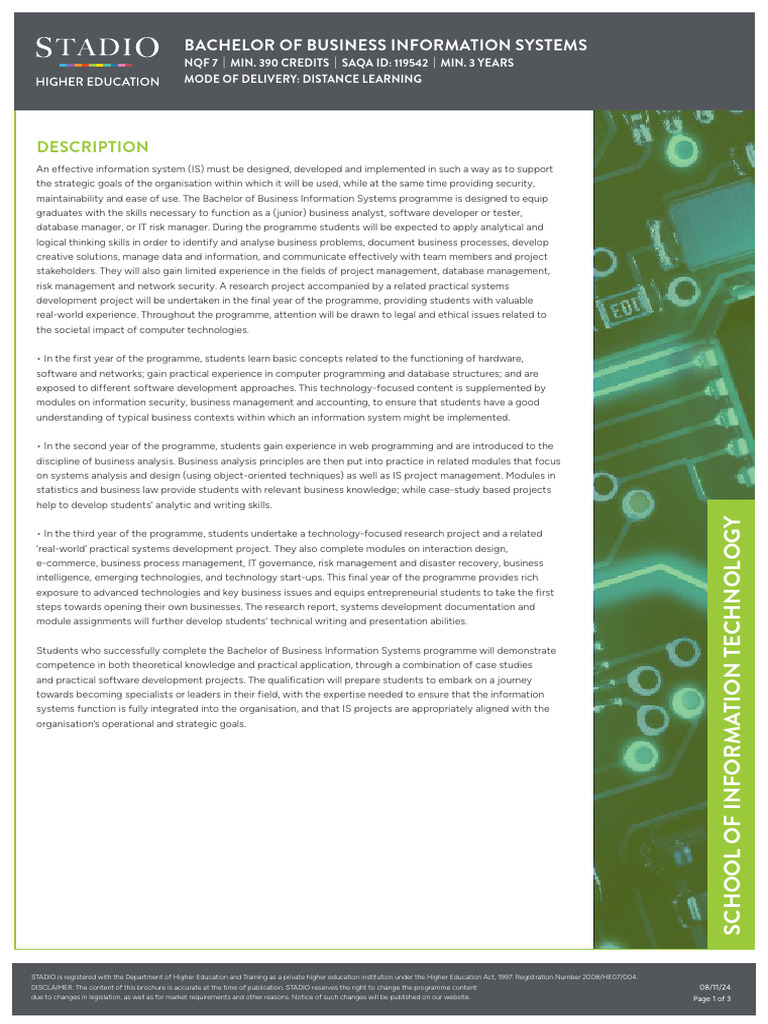Bachelor of Business Information Systems | PDF | Information Security ...