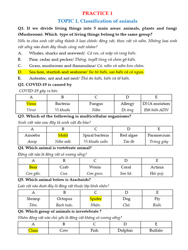 Practice 1. Answer | PDF