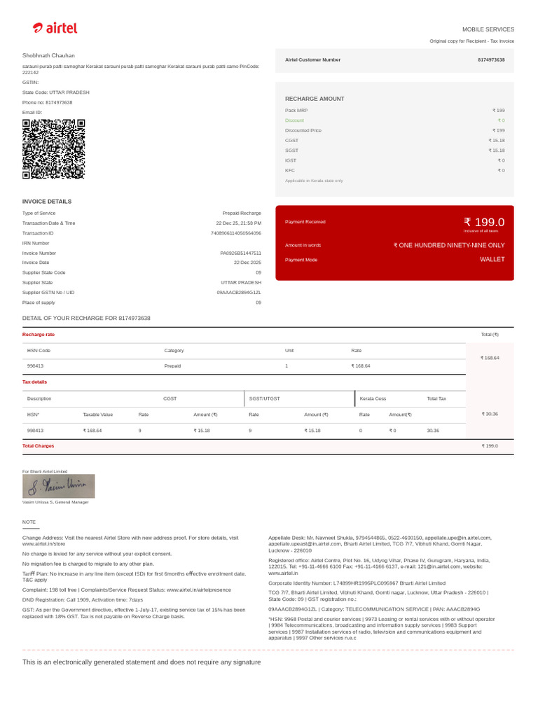 7408906114050564096 | PDF | Invoice | Payments