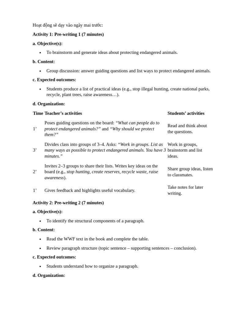 Protecting Endangered Animals Lesson Plan | PDF | Human Communication ...