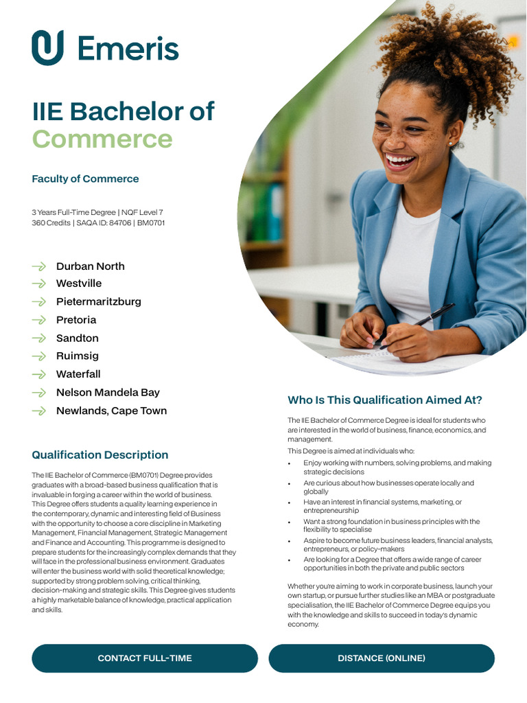 IIE Bachelor of Commerce Overview | PDF | Academic Degree ...