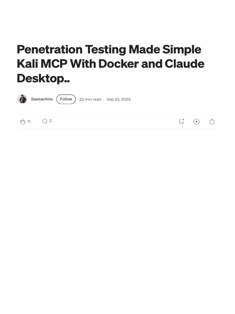 Kali Linux Pen Testing with MCP & Docker | PDF | Penetration Test ...