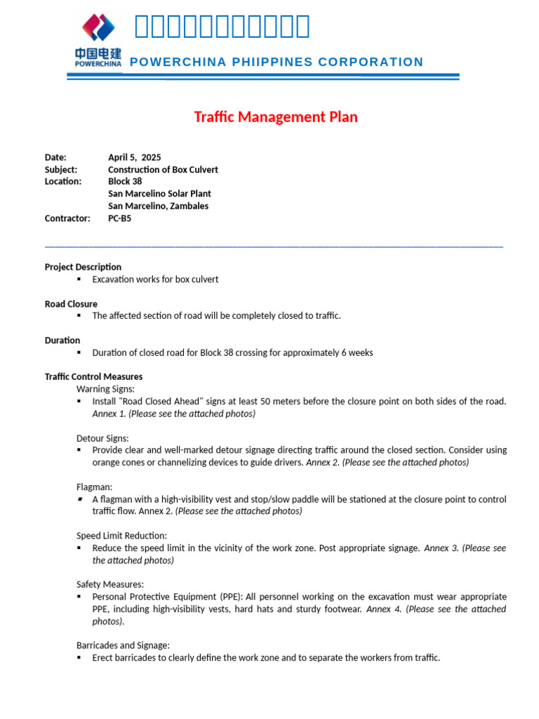 Traffic Management Plan | PDF | Traffic | Road Transport