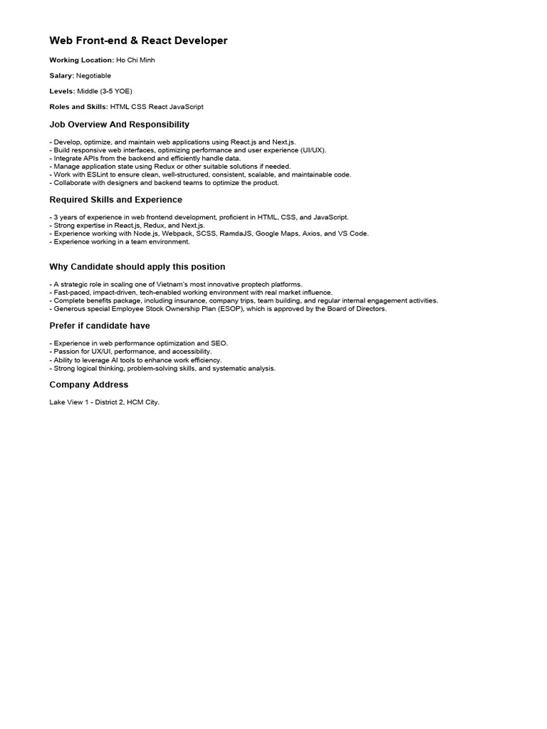 Web Front-End & React Developer (1) | PDF