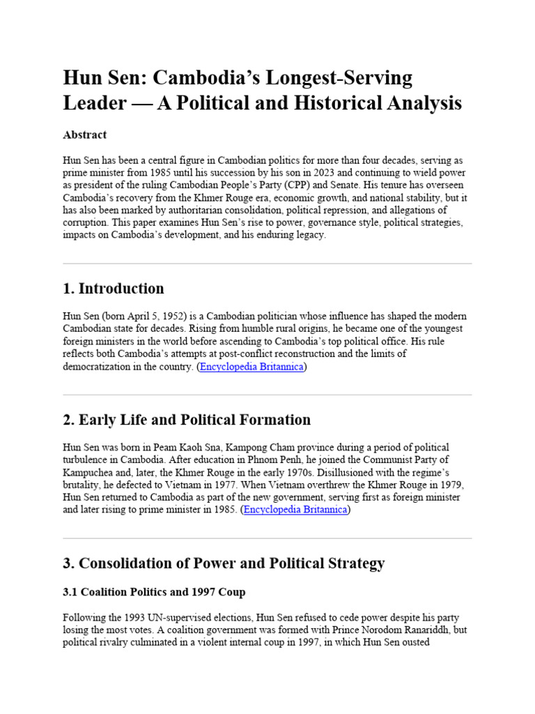 Hun Sen's Legacy: Power and Politics in Cambodia | PDF | Cambodia ...