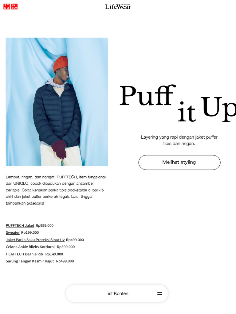 UNIQLO - LifeWear Magazine - Puff It Up | PDF