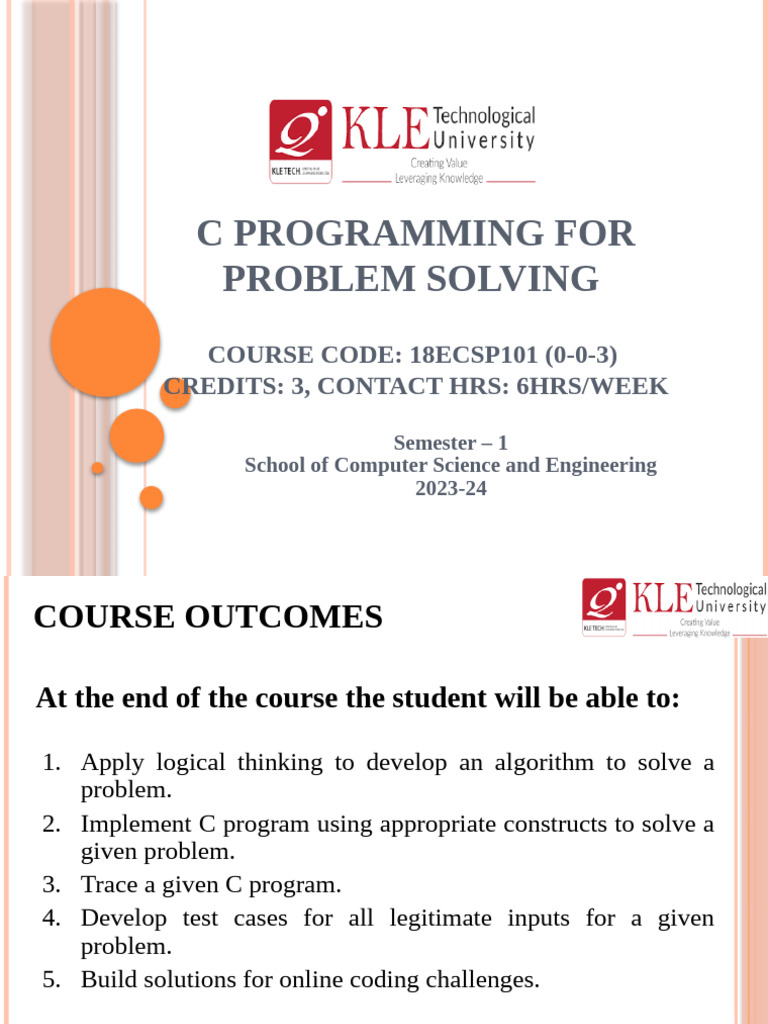 C Programming for Problem Solving Course | PDF | Computer Programming ...