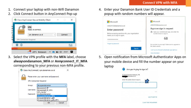 Connect Danamon VPN with MFA | PDF