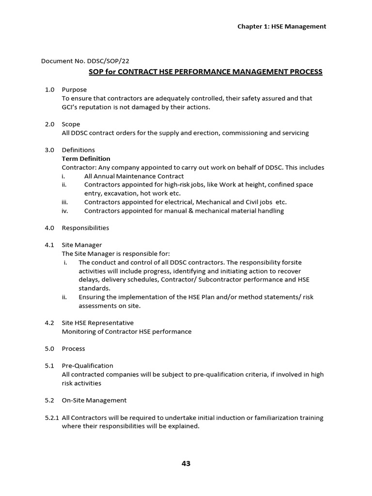 HSE Performance Management SOP | PDF | Waste | Scaffolding