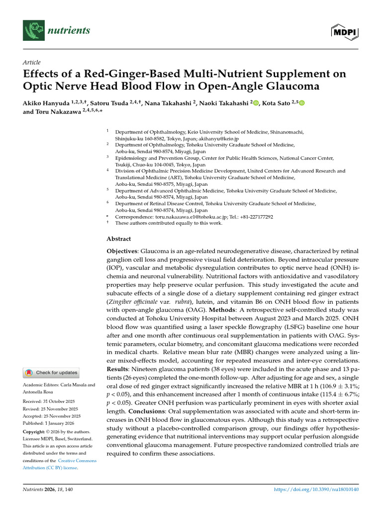 nutrients-18-00140-v2 | PDF | Glaucoma | Blood Pressure