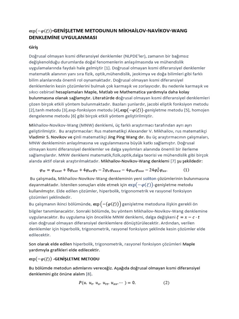 Exp Metod MNW Denklemine Uygulanması | PDF
