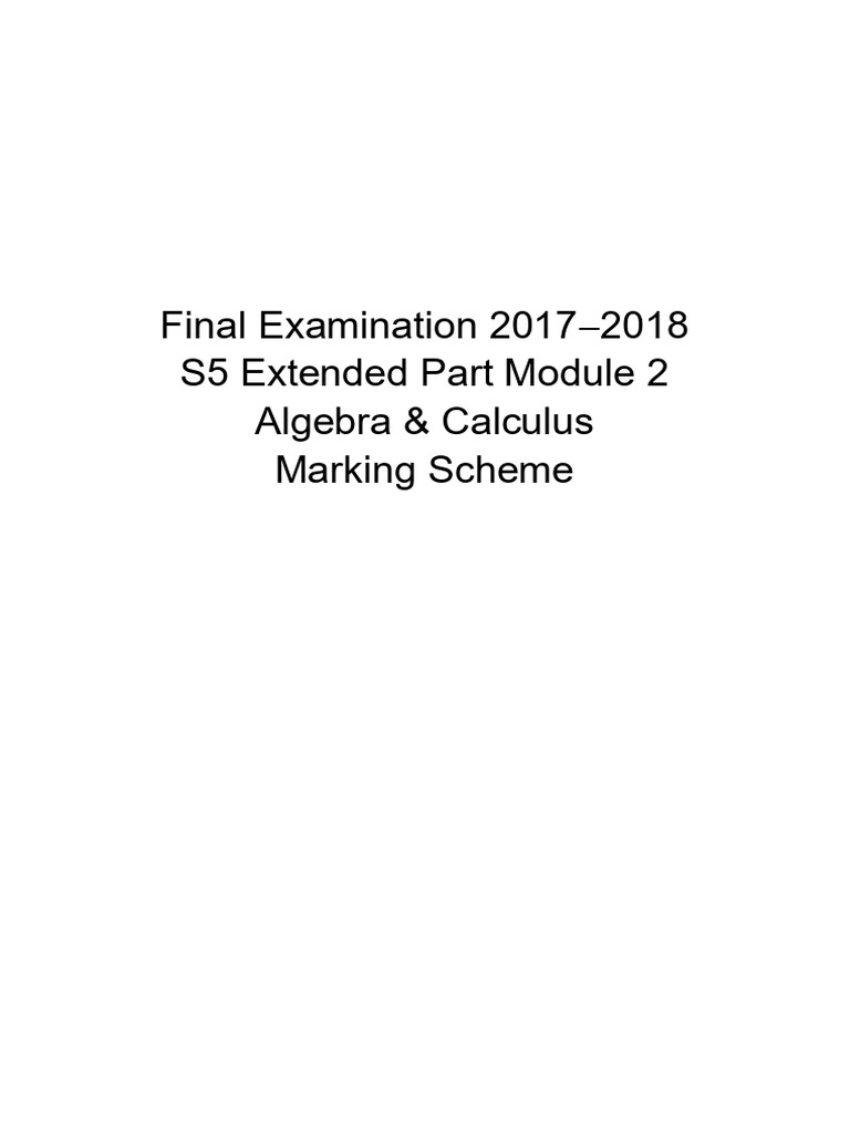 Final Examination 2017 2018 S5 Extended Part Module 2 Algebra ...