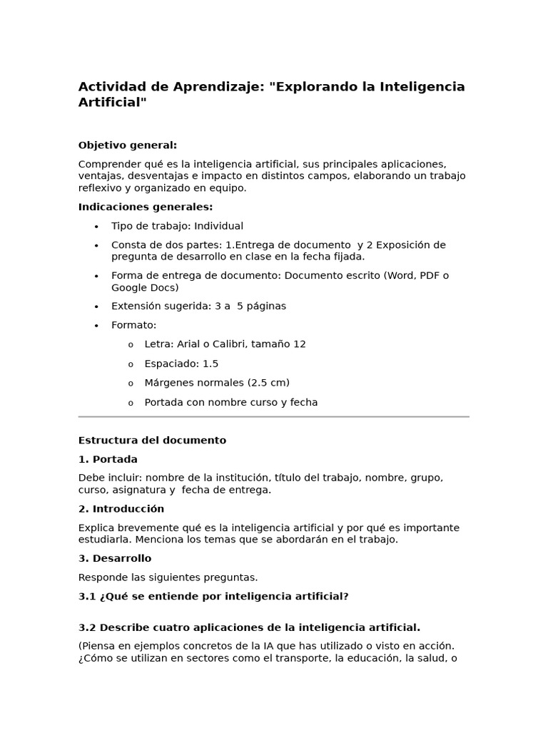 Aprendizaje sobre Inteligencia Artificial | PDF | Inteligencia ...