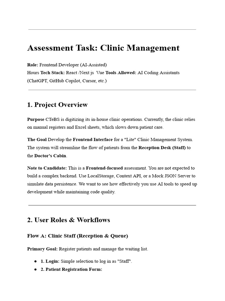 Frontend Clinic Management System Design | PDF | Software | Computing
