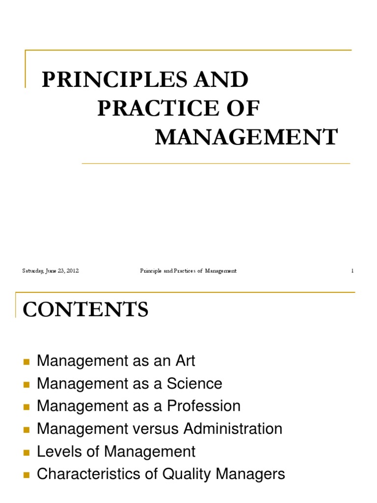 Principles and Practice of Management | Profession | Science