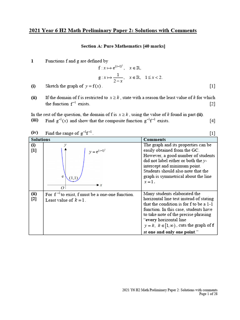 2021 Year 6 H2 Math Paper 2 Solutions | PDF | Mathematics | Science