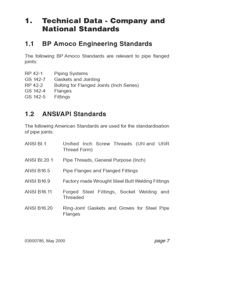 BP Amoco Pipe Flanged Joints Standards | PDF