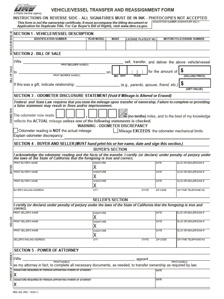 Odometer Disclosure Statement Form | PDF | Vehicles | Transport