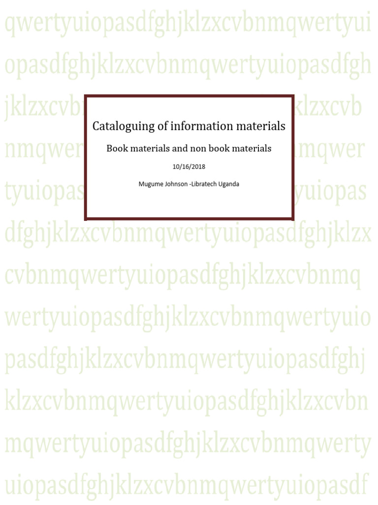 Cataloguing of Information Materials Manual | PDF