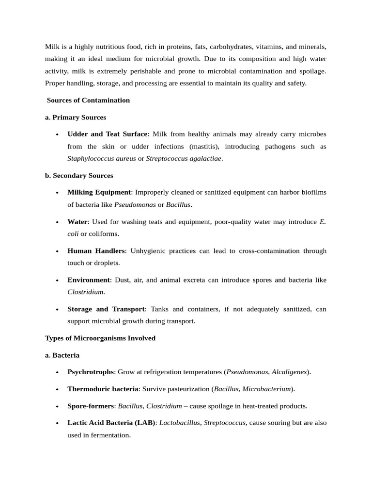 Milk Contamination and Preservation Guide | PDF | Food Preservation ...