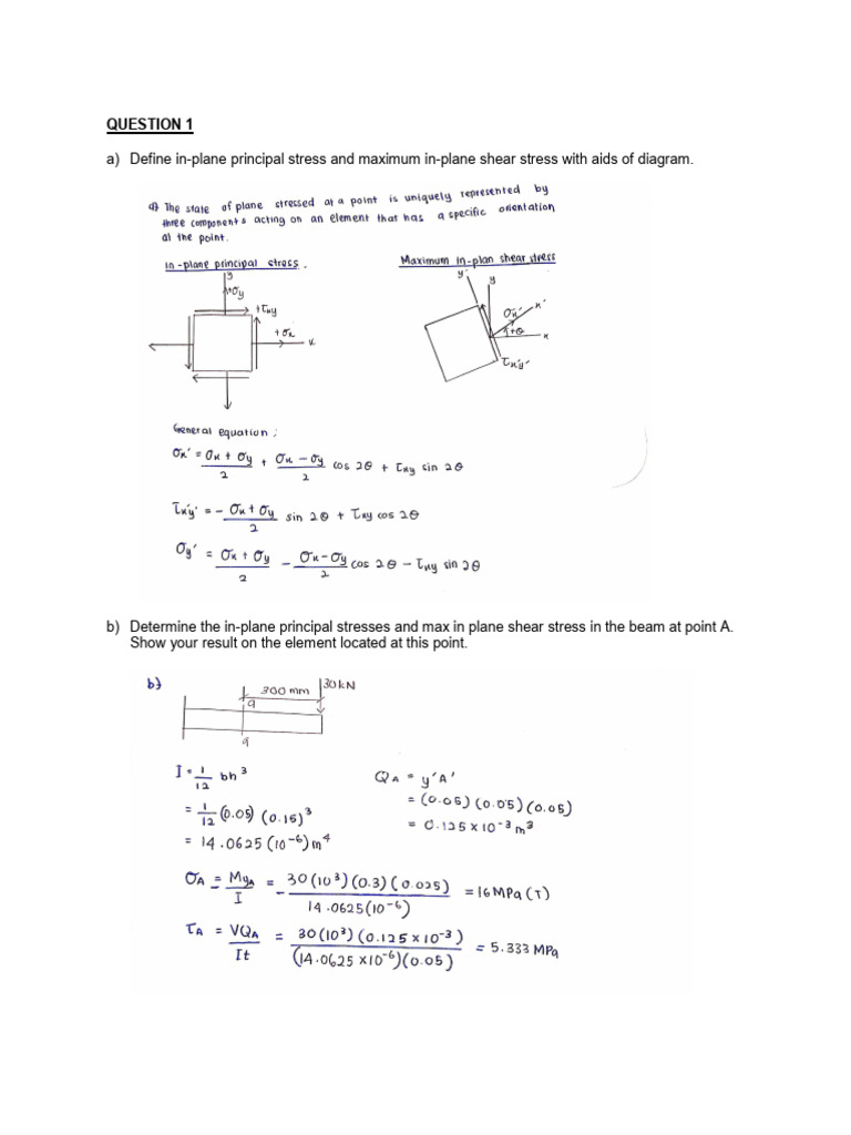 In-Plane Stress Analysis in Beams and Pipes | PDF