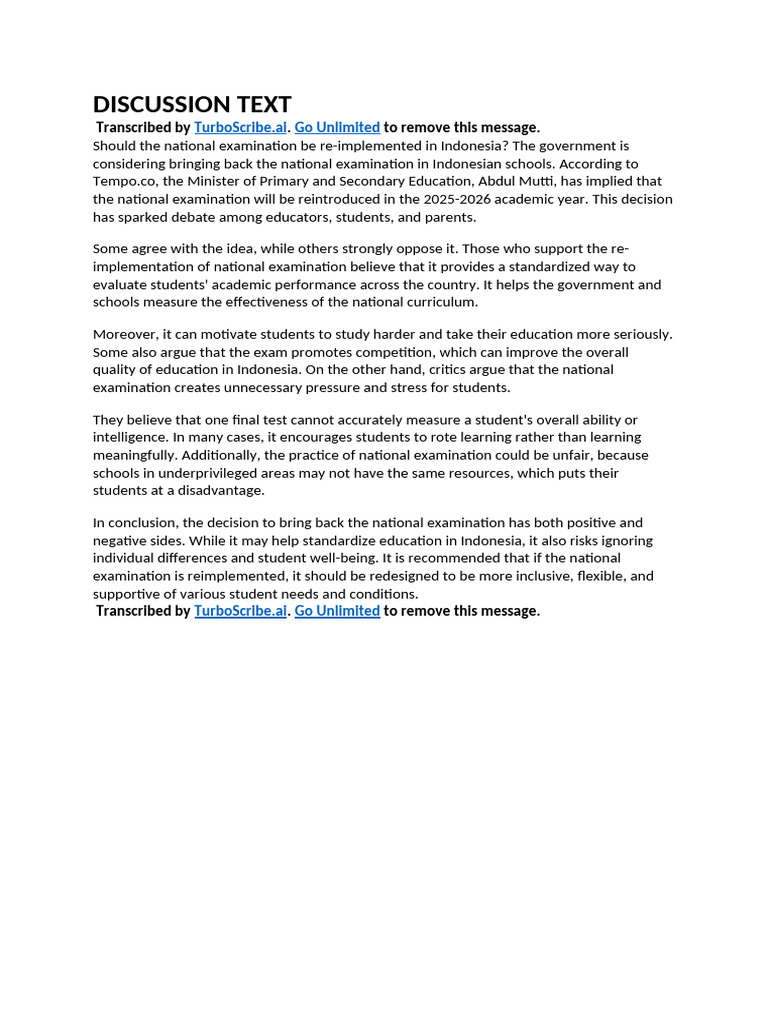 Discussion Text (1) | PDF