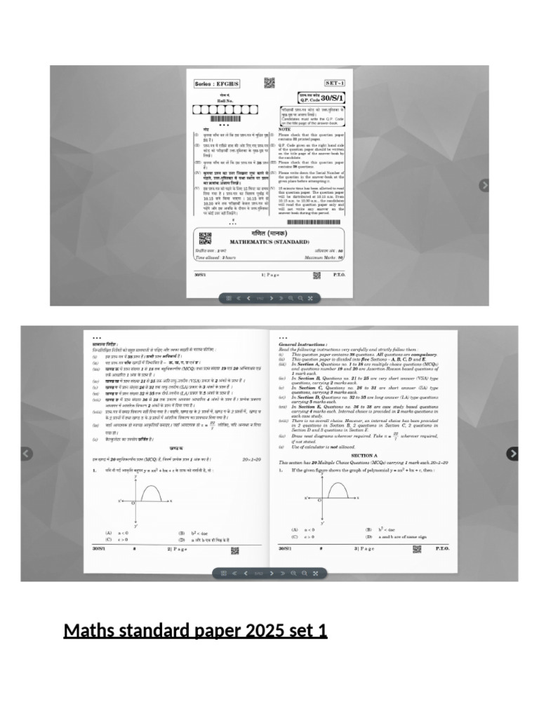 Maths Standard Paper 2025 Set 1 | PDF