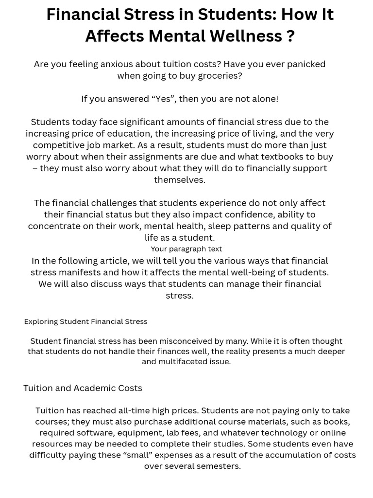 Impact of Financial Stress on Student Wellness | PDF | Cost Of Living ...