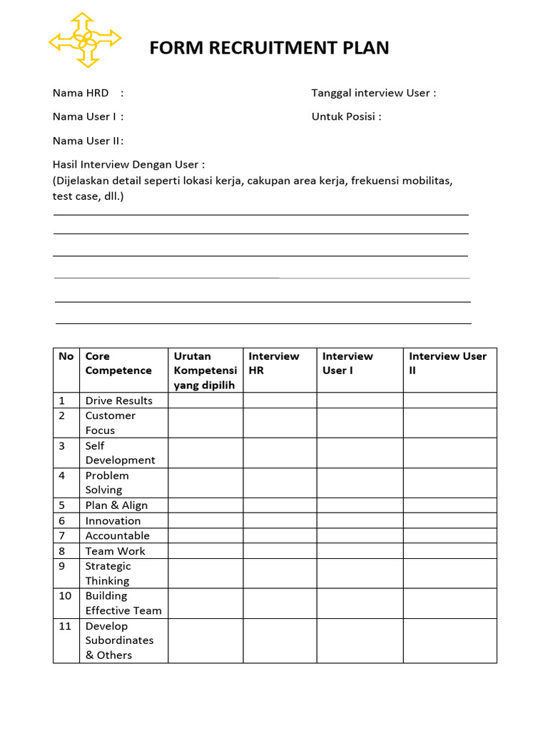 Recruitment Plan Template for HR Interviews | PDF