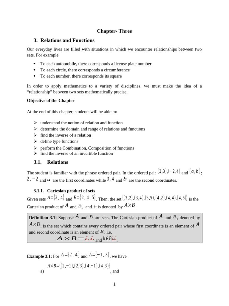 Chapter Three Env,Tal | PDF | Function (Mathematics) | Algebra