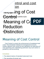 Cost Control and Cost Reduction