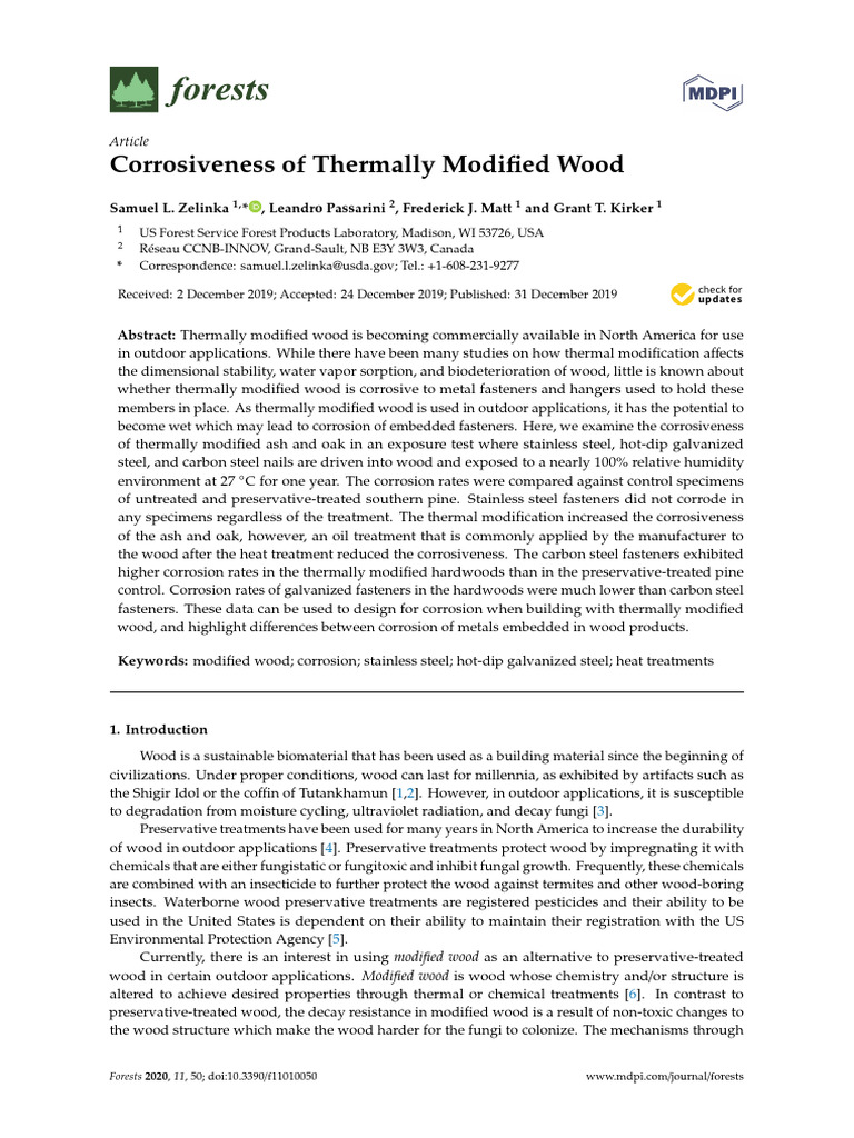 Corrosiveness of Thermally Modified Wood | PDF | Corrosion | Wood