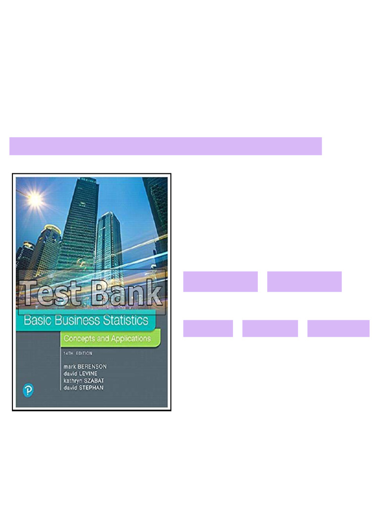 Basic Business Statistics 14th Edition Berenson Test Bank - test bank ...