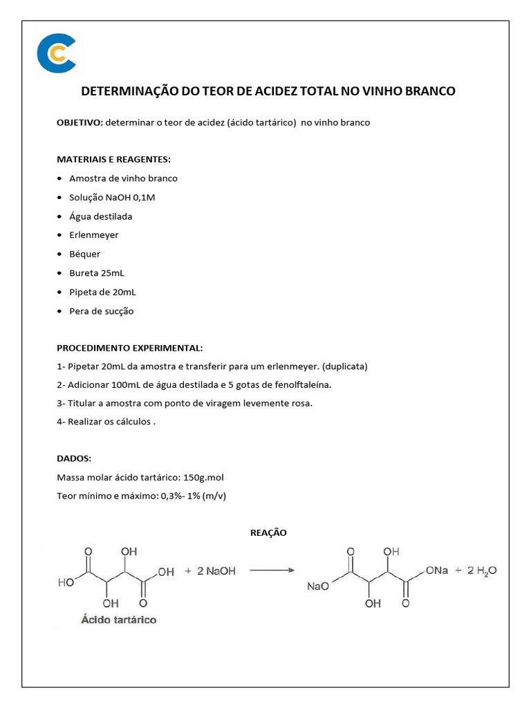 Determinação Do Teor de Ácido Tartárico No Vinho Branco-1 | PDF
