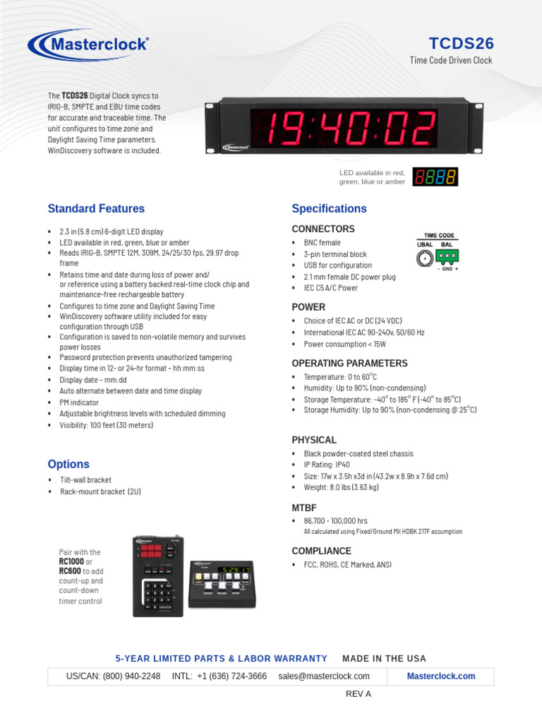 TCDS26 Time Code Driven Clock Specs | PDF | Computing | Computer ...