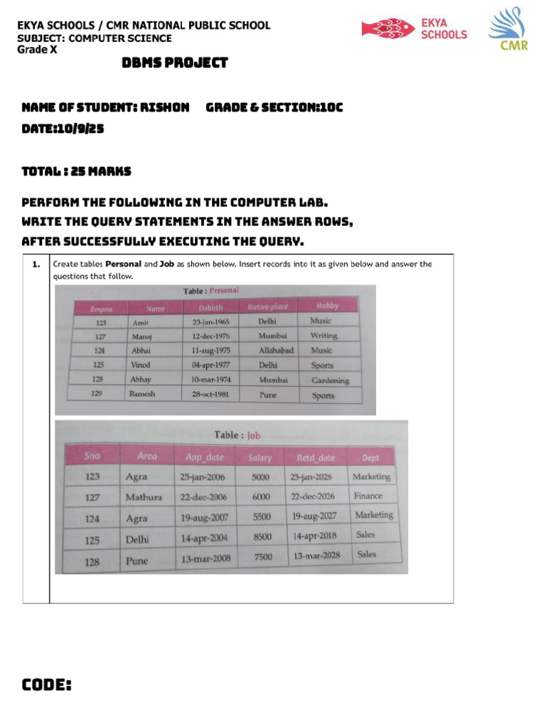 Gr10 Unit 2 DBMS Project - Google Docs.docx | PDF | Information Science ...