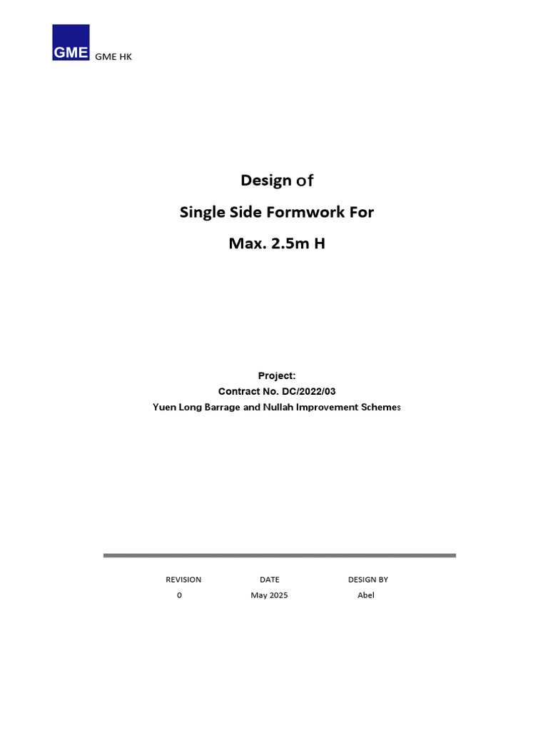 Single Side Formwork Design for 2.5m | PDF | Structural Engineering ...
