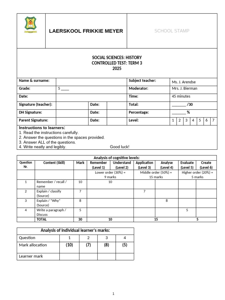 Grade 5 History Test: Ancient Egypt | PDF | Ancient Egypt | Mathematics