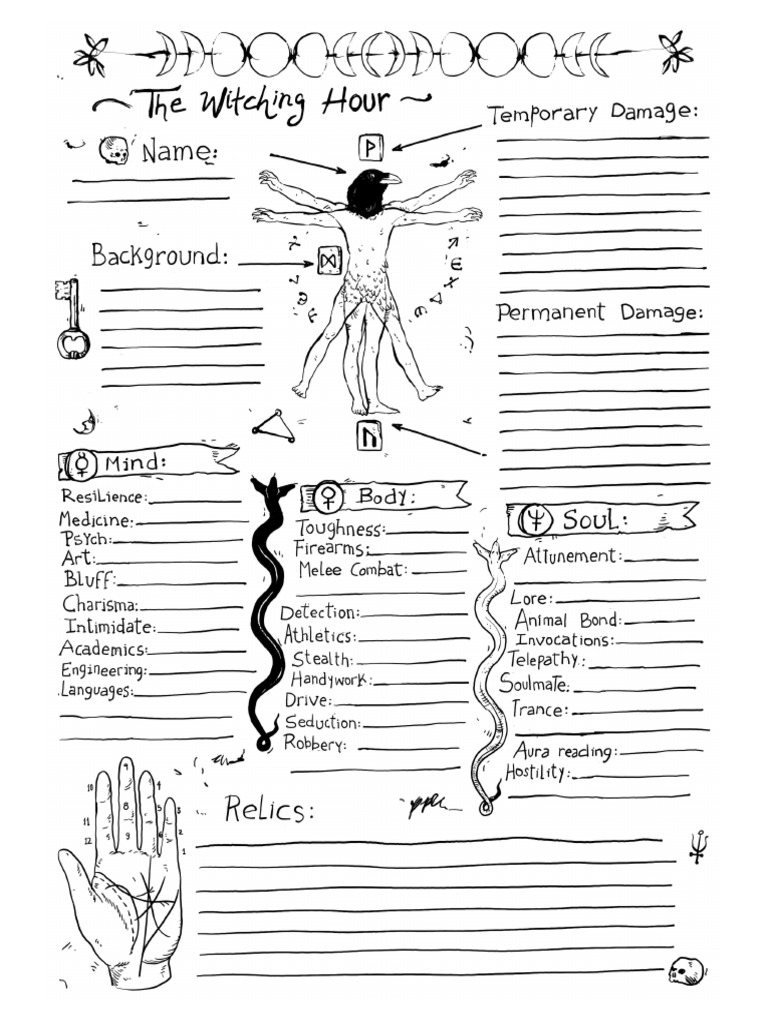 The Witching Hour Character Sheet-1 | PDF