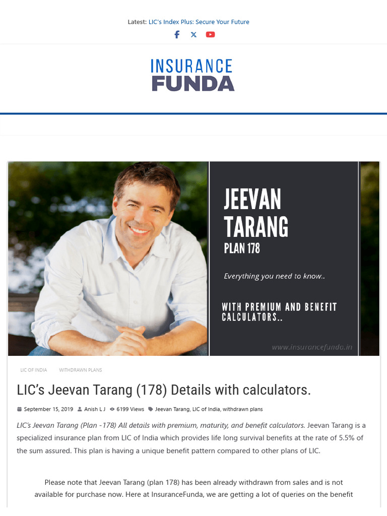 LIC Jeevan Tarang Plan 178 Overview | PDF | Insurance | Taxes