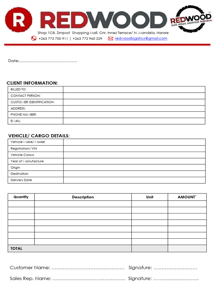 Vehicle Delivery Order Form Template | PDF