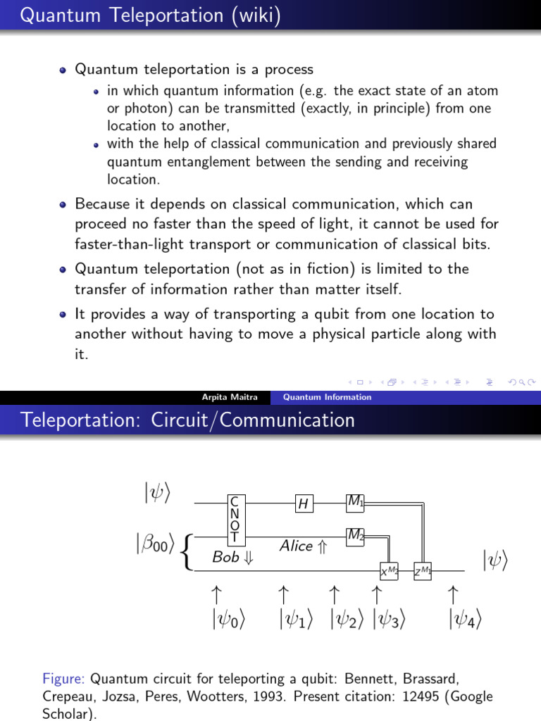 QlectureIV Teleportation | PDF | Applied Mathematics | Computer Science
