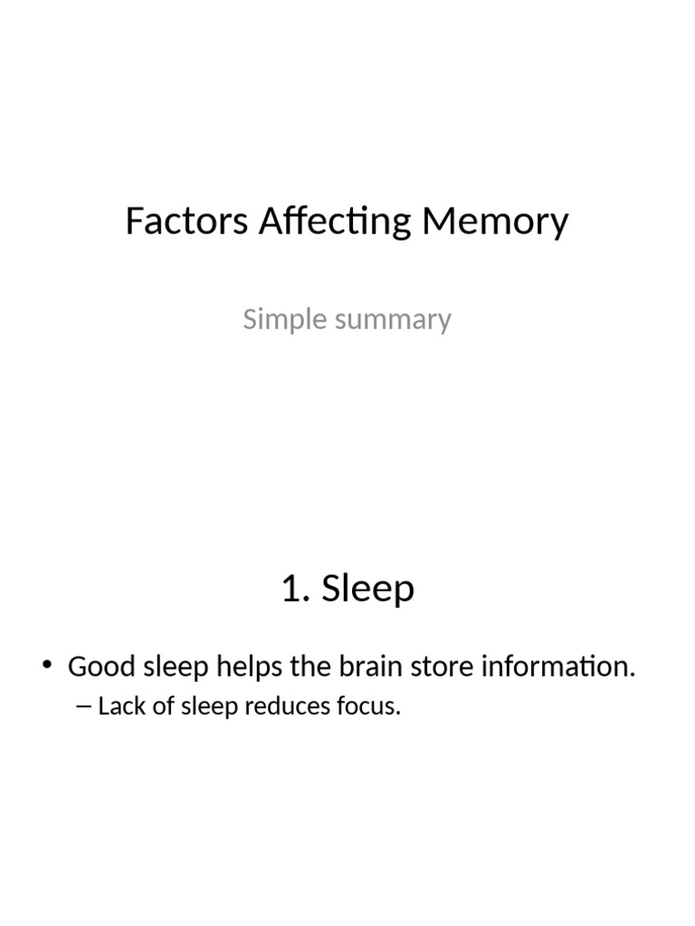 Key Factors Influencing Memory | PDF