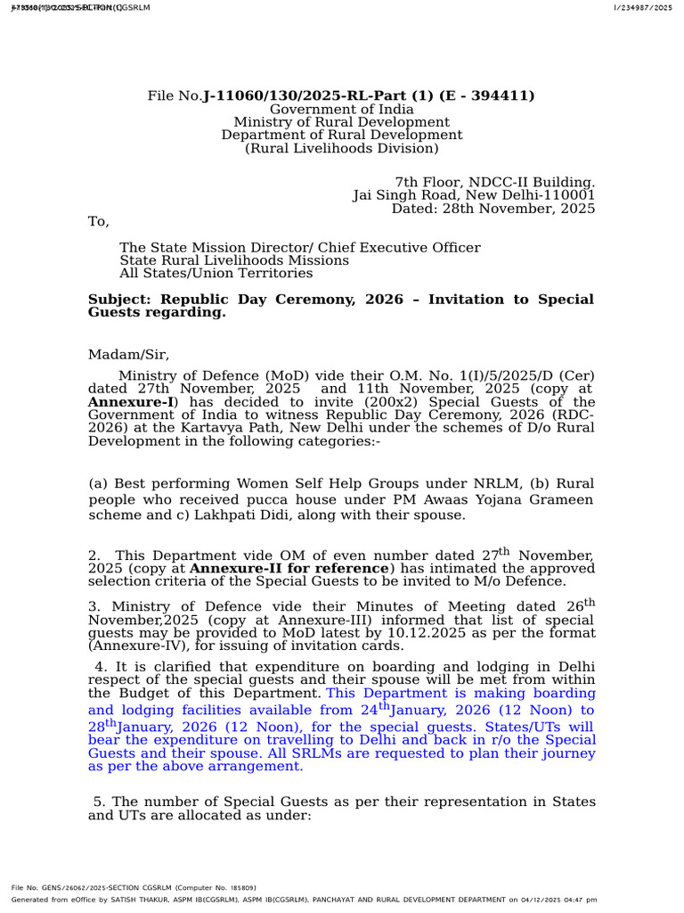 RDC 2026 Special Guests Invitation | PDF | Government Of India