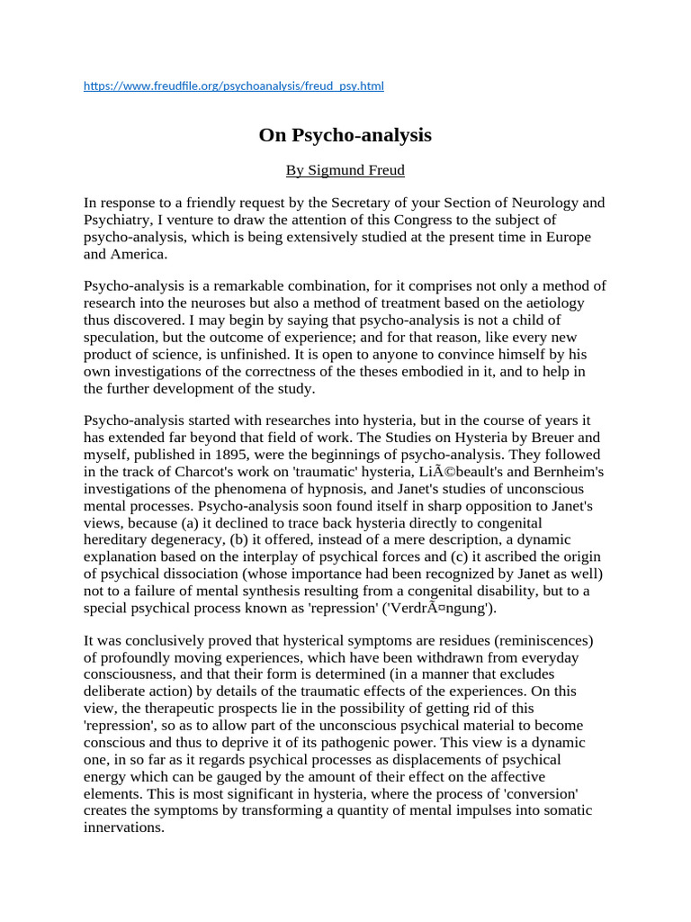 Understanding Psycho-Analysis by Freud | PDF | Psychoanalysis | Neurosis