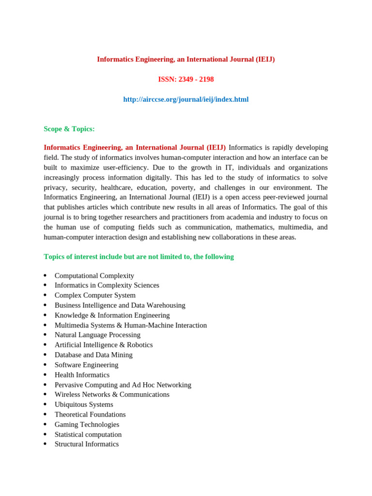 Informatics Engineering Journal Overview | PDF | Computer Science ...