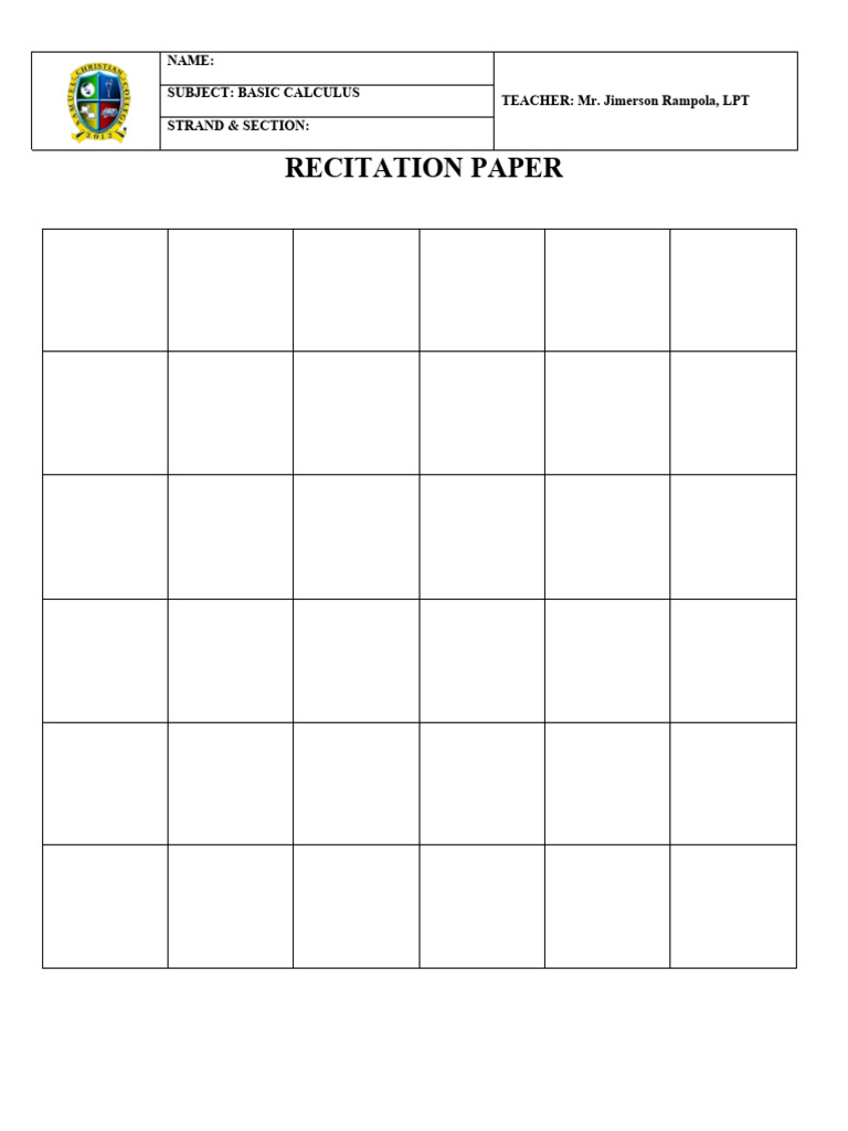 Stem 2 Recitation Paper | PDF